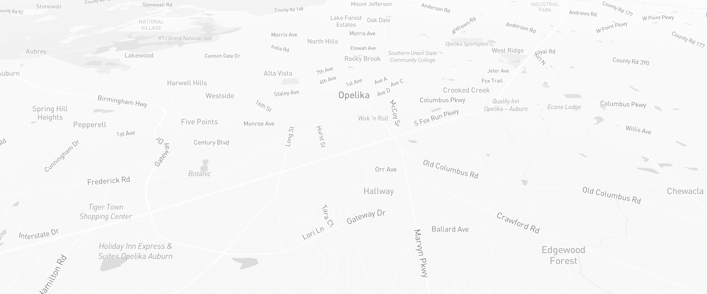 Neighborhood map of Opelika, AL — the area served by Life Insurance Agents of Opelika Group